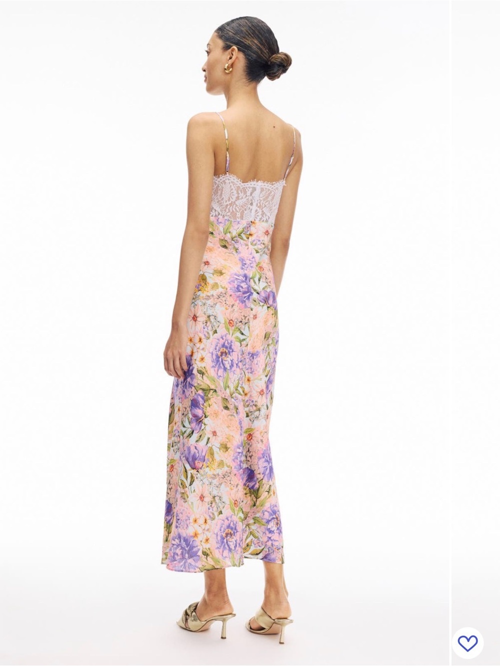 Astr Floral Lace-Back Maxi Dress in Pink & Purple